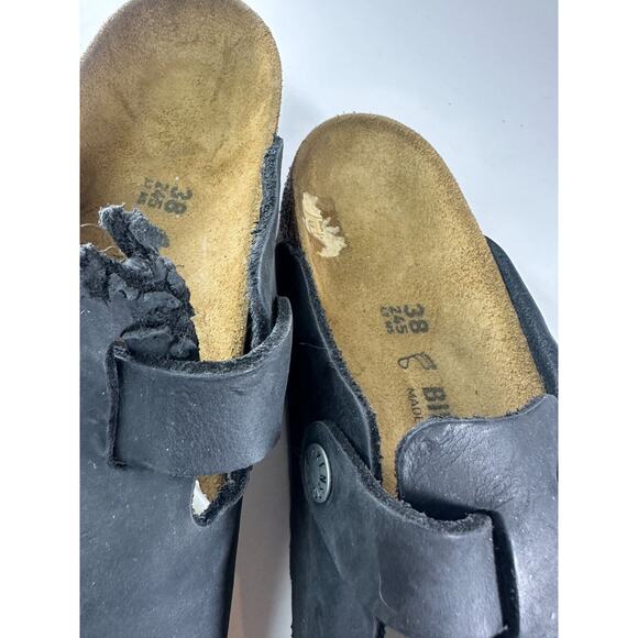 *Damaged* Birkenstock Boston Slip On Clog Mules Black Size 38 US 7 L7 M5 *Flawed - Picture 4 of 16